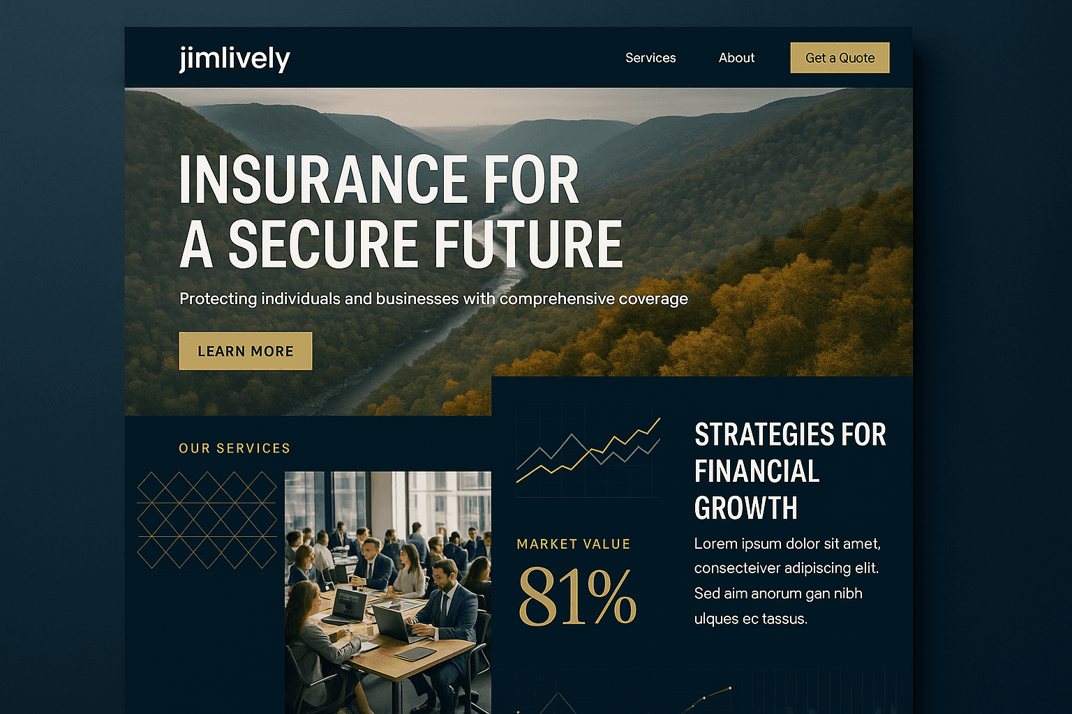 jimlively.com website mockup