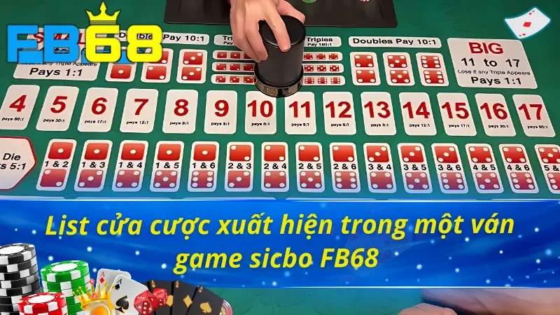 Sicbo FB68 - Nâng Niu Cảm Xúc Hội Viên Cùng Tiền Thưởng Lớn 6 Danh sách cửa cược phổ biến trong sicbo FB68